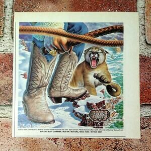 1983 Nocona‎ Boots - Mountain Lion Whip Cowboy Rodeo Snow - 80s Vtg PRINT AD Art